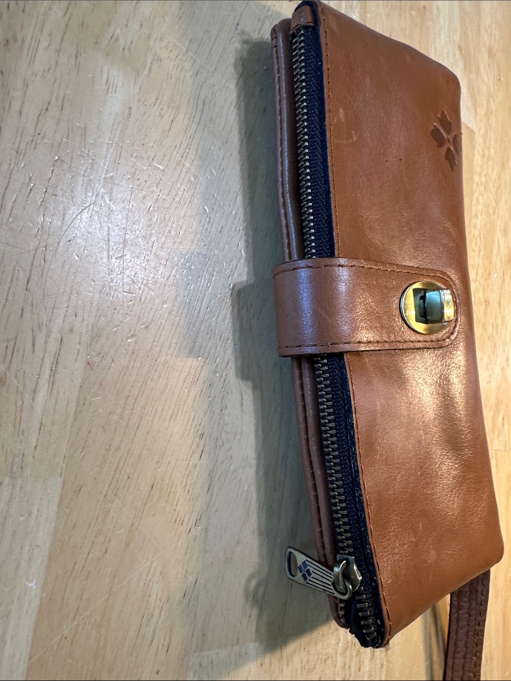 Patricia Nash Cognac Brown Leather Wristlet Wallet with Brass Accent - Picture 16 of 16
